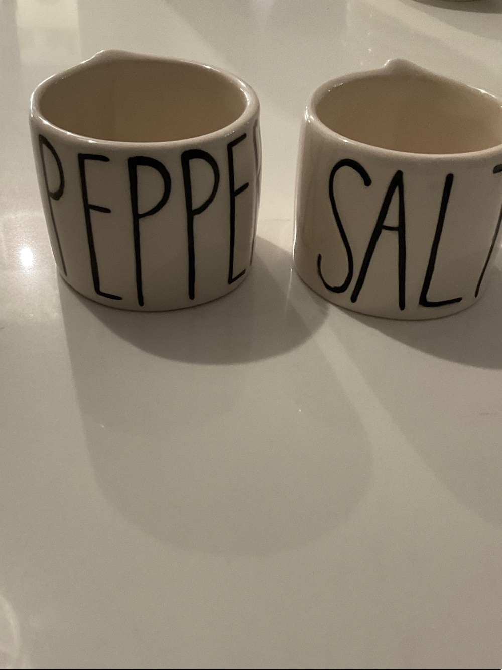 Rae Dunn White Ceramic 'SALT' and 'PEPPER' Ramekins with Black Lettering